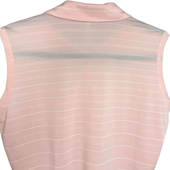 Nike Golf Pink & white striped collared sleeveless top Size Medium - Picture 10 of 12